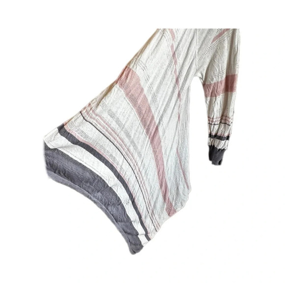 Rachel Zoe Women's Large Pink and Gray Striped Lightweight Cardigan - Picture 4 of 8